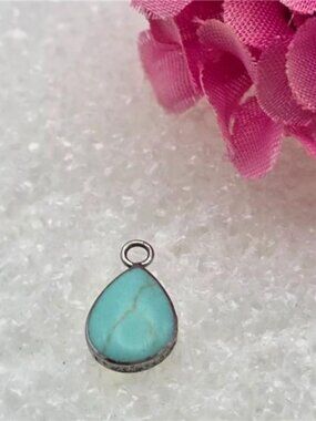 ATI 925 Sterling Silver Turquoise Teardrop Pendant Small 15mm Natural Stone
